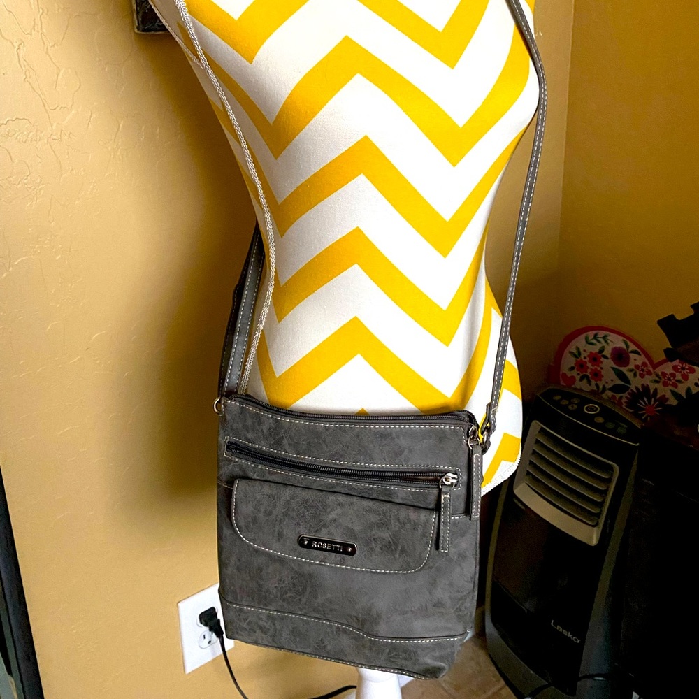 Rosetti distressed leather look crossbody purse